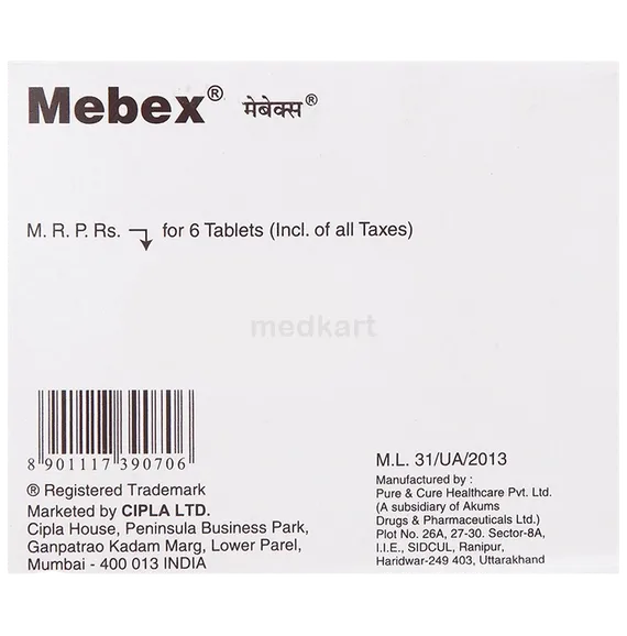 mebex 100mg tablet 6's
